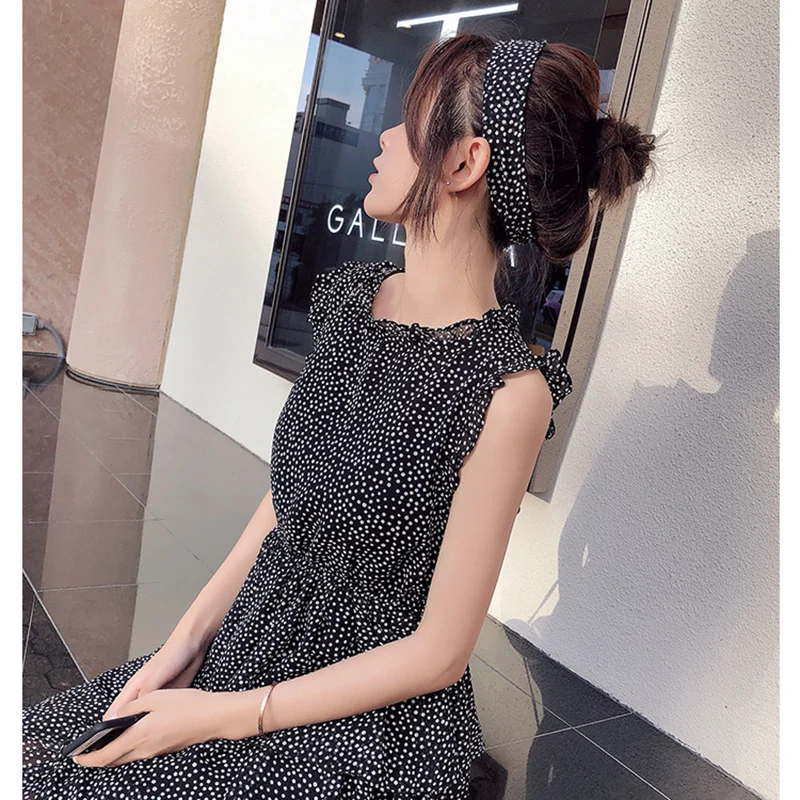 Mishow Chiffon Polka Dot Dress Women Summer Midi bandage Dress Casual Sundress Women Boho Beach Dress MX18B1178