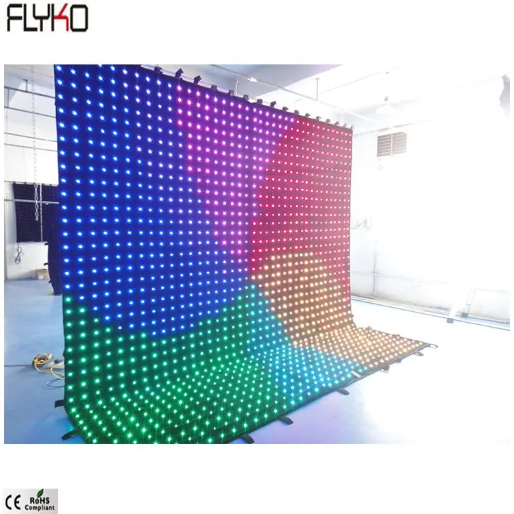 Flyko высококачественный сворачивающийся светодиодный дисплей P100mm 4x4 m светодиодный светодиодная видео штора занавес фон в двери