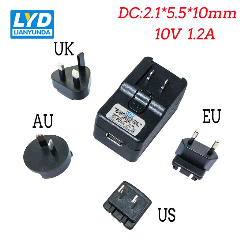 

DC 10V/1.2A Supply Medical Equipment Adapter Wall Insertion 1PCS European US EU PlugOutlet Converter Socket Adapter