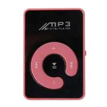 Мини Зеркало Клип USB цифровой Mp3 музыкальный плеер Поддержка 8 Гб SD TF карта розовый