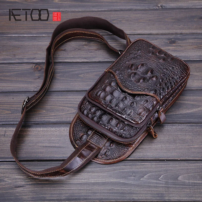 1 Satin Brust Krokodil Flut Leder Casual Öl Paket Bjyl Wachs Tasche Männer Muster Korean ZOwzWq4