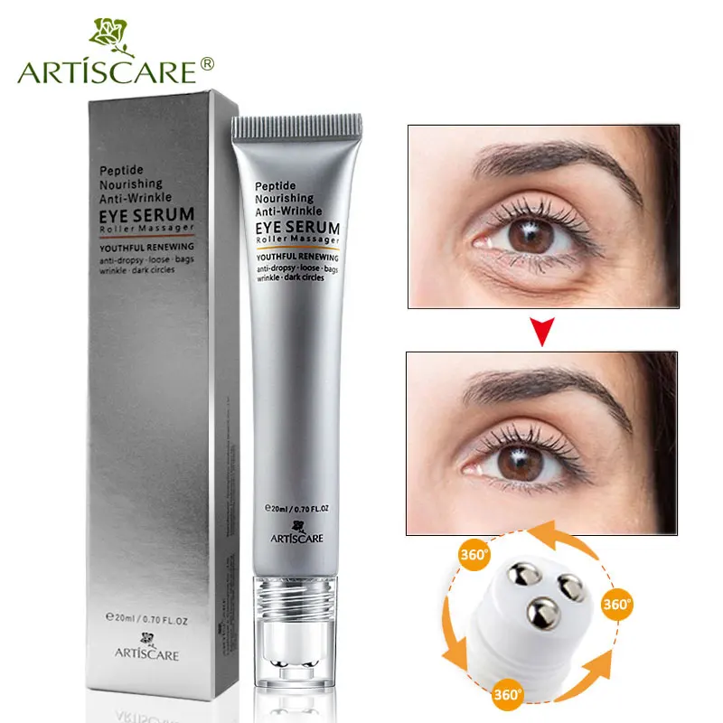 

ARTISCARE Peptide Nouring Anti Wrinkle Eye Serum Roller Massager Anti-Puffiness Fine Lines Remove Dark Circles Essence Eye Cream