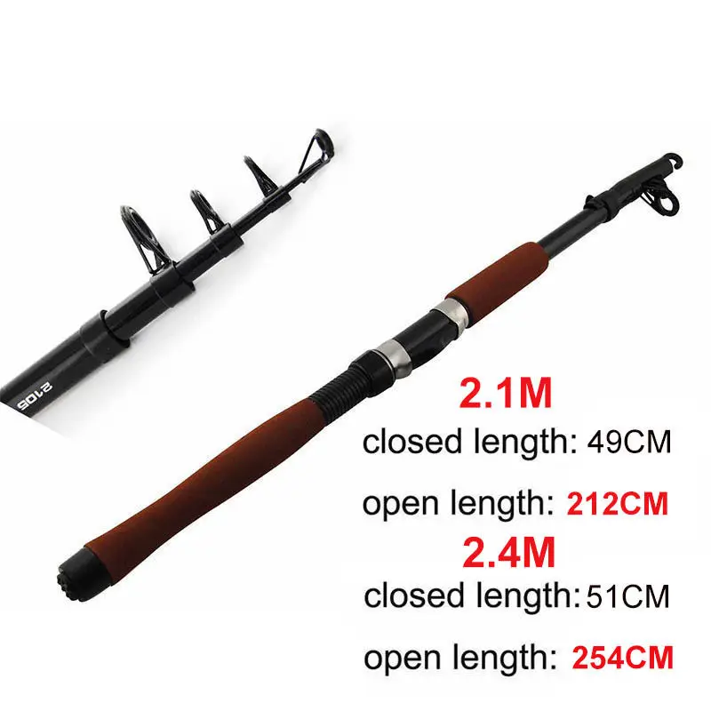 JSM 2,1 м/2,4 м телескопическая удочка из стекловолокна портативная спиннинговая удочка для путешествий Морская Лодка Рок удочка