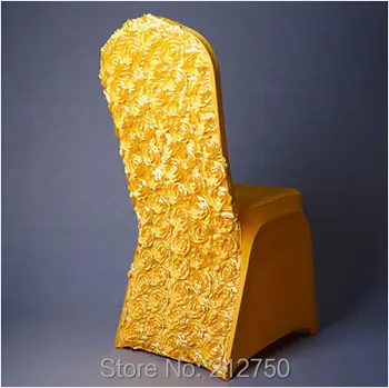 

Wholesale multicolors 50pcs/lot rose flower chair covers for wedding party white gold chair covers decoration free shipping