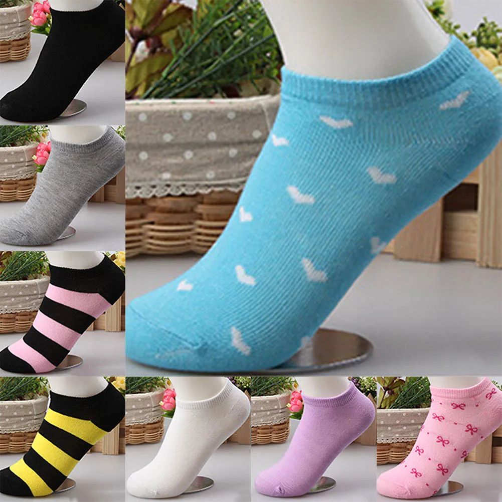 

1 pair Fashion Candy Color Women Socks Classic Spring Summer Autumn Multi Colors Love Heart Pattern Comfortable Boat Sock