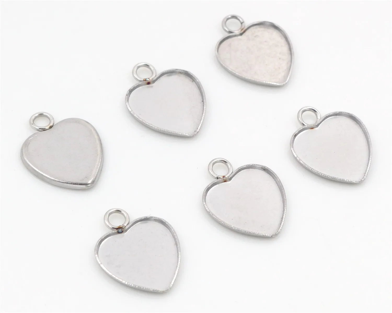 

20pcs 12mm Heart Inner Size Stainless Steel Material Simple Style Cabochon Base Cameo Setting Charms Pendant Tray-T7-41