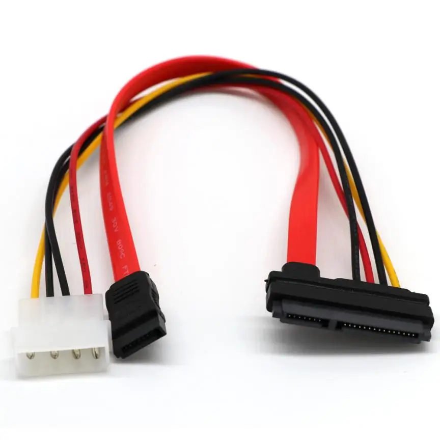 

Suppion Molex 30cm SATA Combo 15 Pin Power and 7 Pin Data Cable 4 Pin Molex to Serial ATA Lead cable molex to sata power adapter