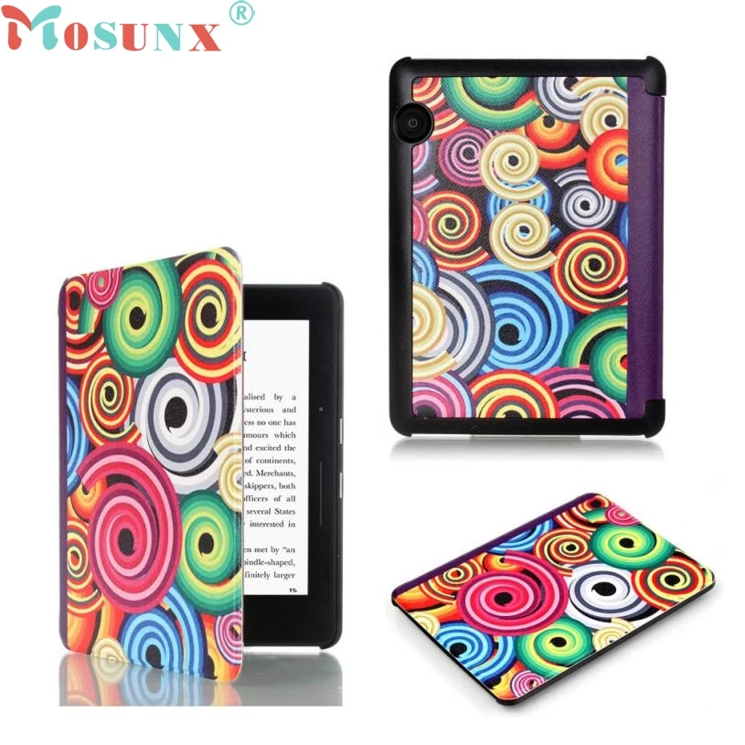 

Ecosin2 Mosunx New Colorful Swirling Stand Folio Flip Leather Case Cover for Amazon Kindle Voyage 6.0 Inch  17mar24