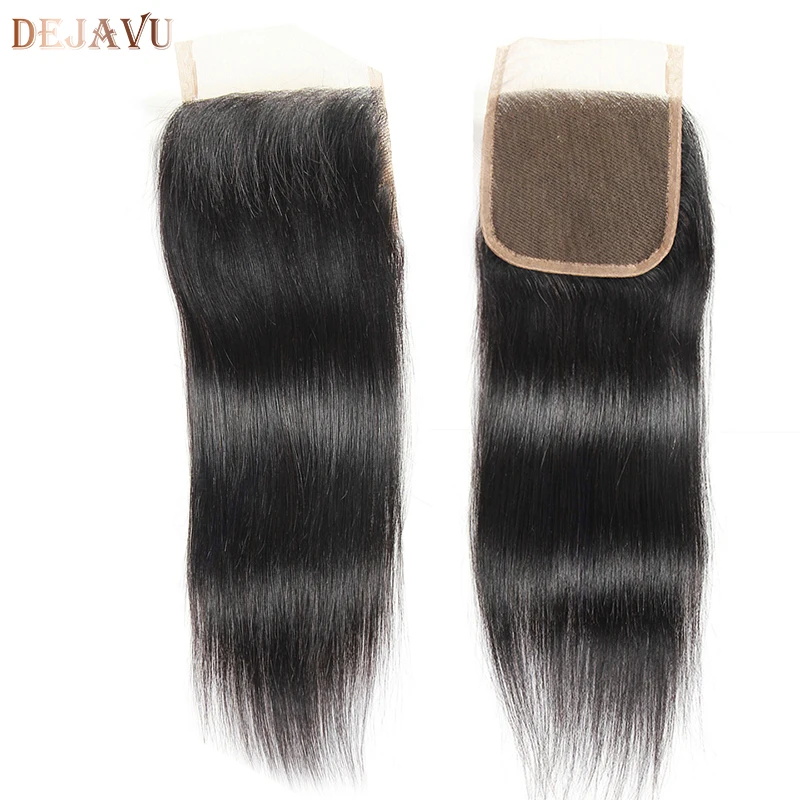 

Closure Brazilian Straight Human Remy Hair Lace Closure With Baby Hair Hand Tied Dejavu