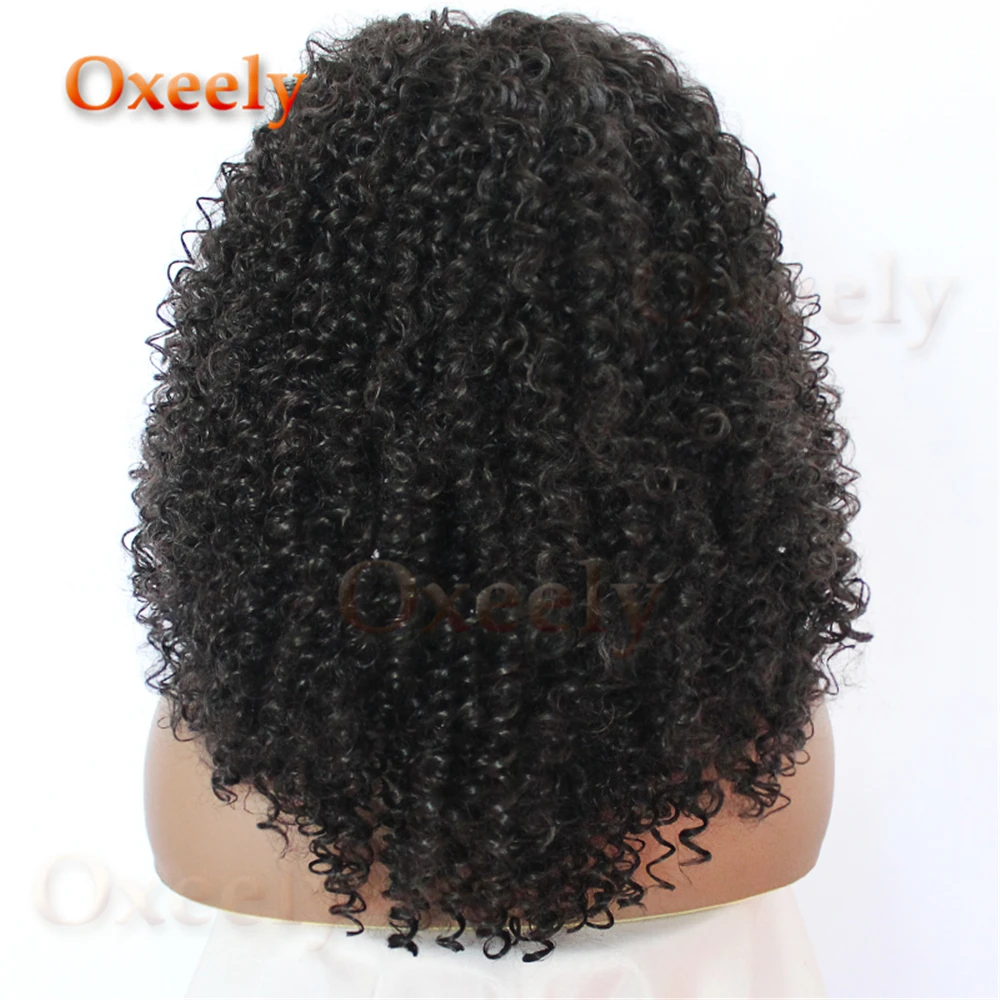 Oxeely натуральный цвет синтетические парики Кудрявые кудрявые с челкой длинные вьющиеся волосы парики для черных женщин Afo кудрявый вьющийся парик