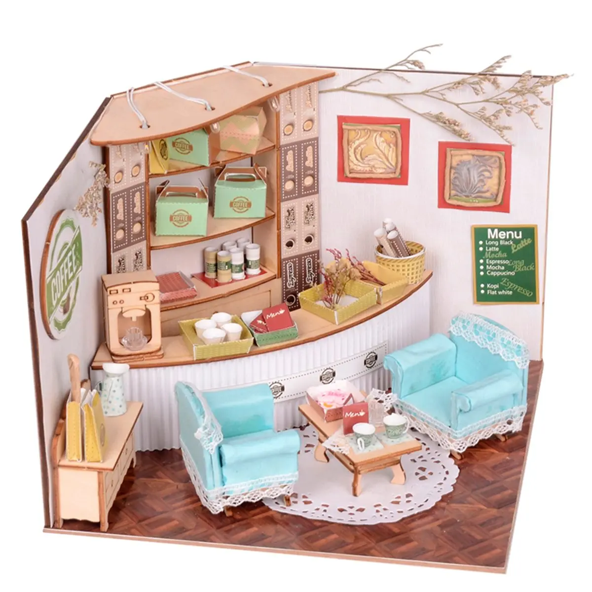 New Sweet Home Colombian Coffee House Room DIY Dollhouse Kit With LED Light Wood Miniature Dollhouse toys Decor Gift New Sweet Home Colombian Coffee House Room DIY Dollhouse Kit With LED Light Wood Miniature Dollhouse toys Decor Gift