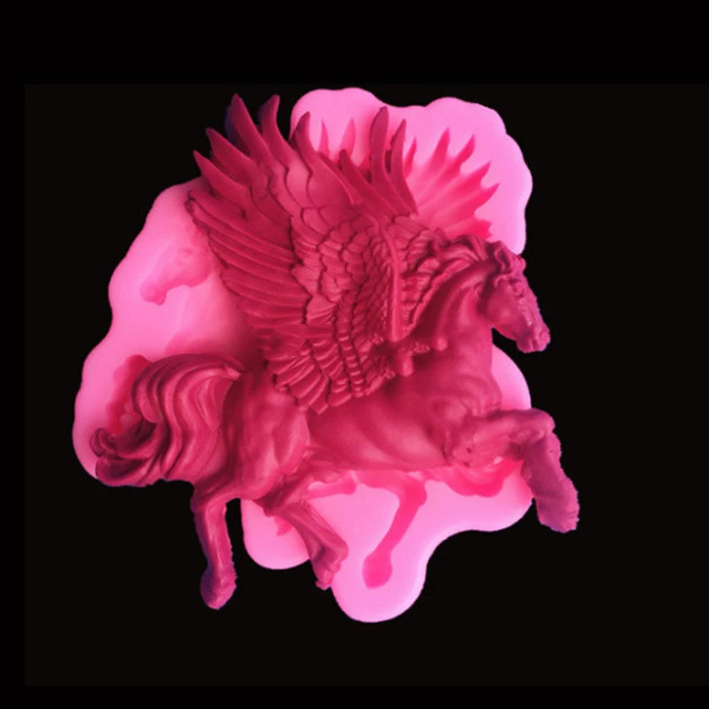 JX-LCLYL New Silicone Pegasus Horse Fondant Mould Cake Chocolate Soap Sugarcraft DIY Mold