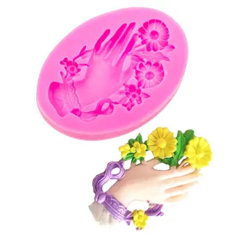 

Take the flower hand Cutting Dies 3D Craft Relief Fondant Chocolate silicone Mold Cake Decorating kitchen DIY Tools FT-1048