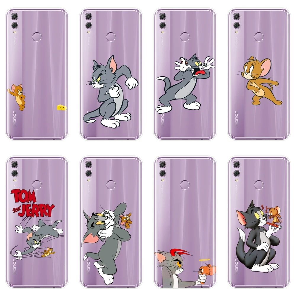 

Phone Case Silicone For Huawei Honor 10 9 8 8X MAX 7 7S 7X 7A 7C Pro Tom And Jerry Cat Back Cover For Huawei Honor 7 8 9 10 Lite