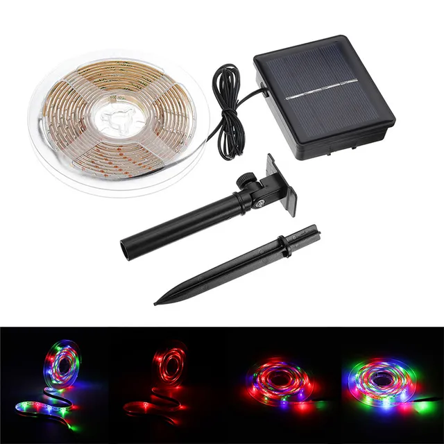 Solar Powered LED Strip Lights SMD2835 8 Modes RGB/Warm White