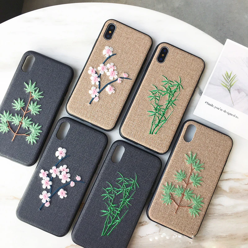 

Retro 3D Rose embroidery Wrist strap phone cases for iphone 7 7plus 8 8plus Flower relief tpu+pc Case for iphone 6 6s 6Plus