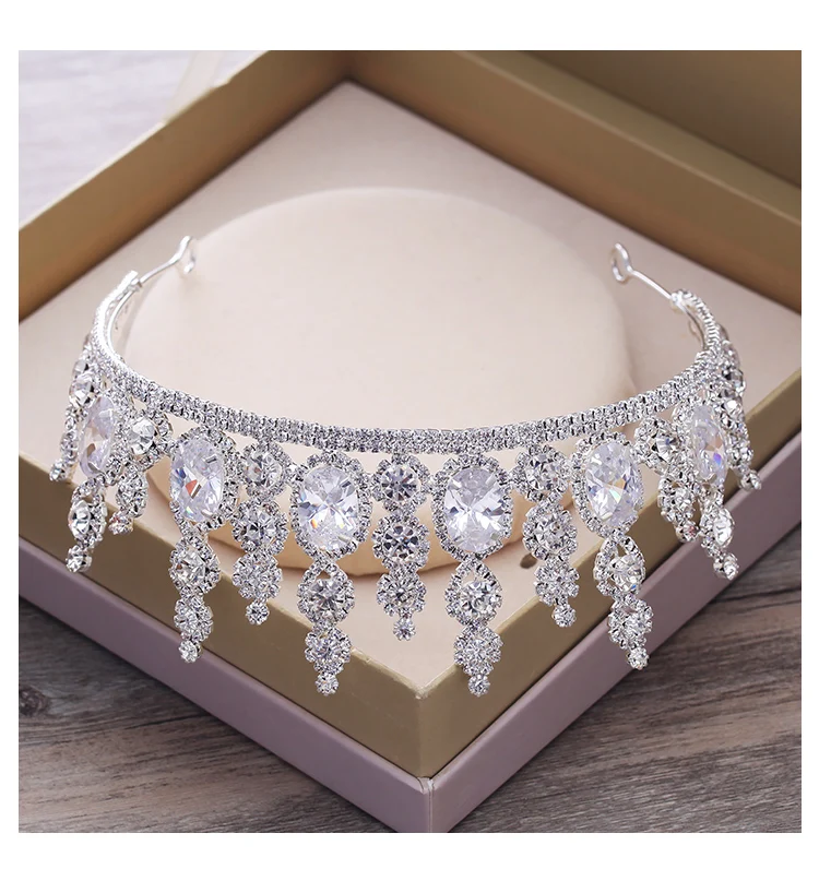 Europeus lindo Cristal Nupcial do casamento Acessórios Do Cabelo Do Casamento Coroa Tiara de Strass Concurso Miss Universo  (9)