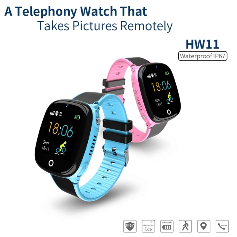 Hangrui New Smart Watch Children's SOS Call Watch GPS Positioning Sports remote control waterproof Camera Student Watch 550mAh