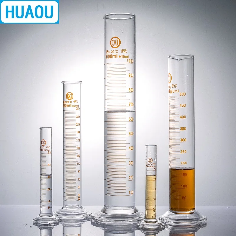 HUAOU 2000 мл измерительный цилиндр 2л с носиком и градацией со стеклянным круглым основанием лабораторное химическое оборудование