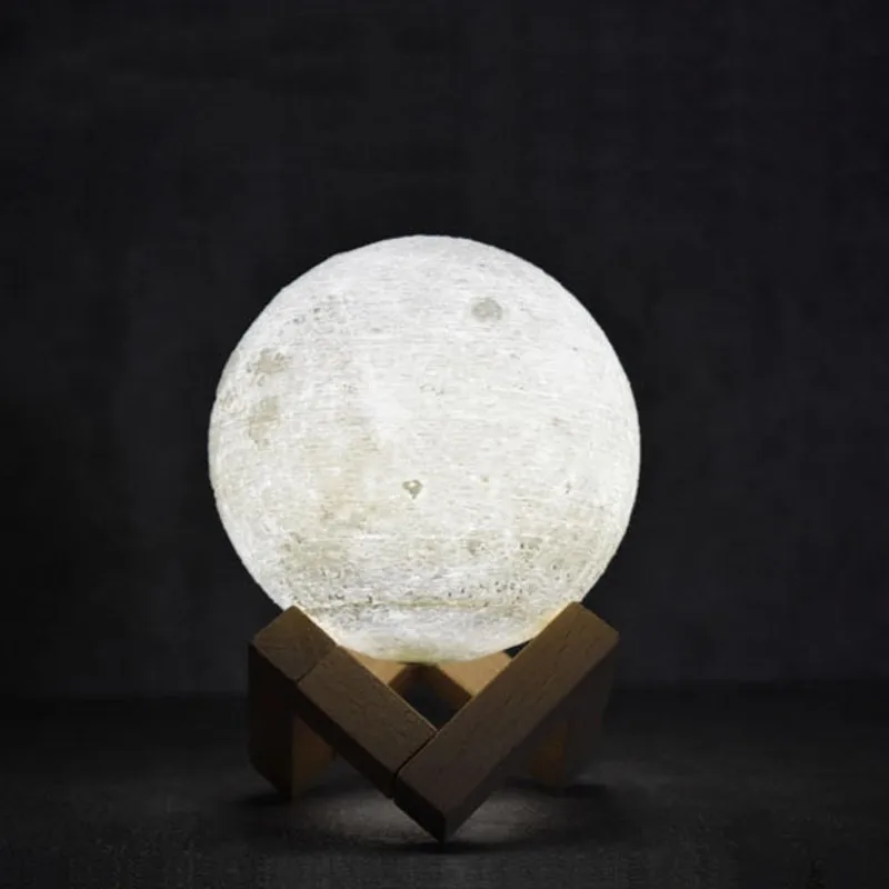 

Led Night Moon Lamp USB Rechargeable 3D Print Moon Table Lamp 2 Color Change Touch Switch For Bedroom Bookcase Decor Night Light