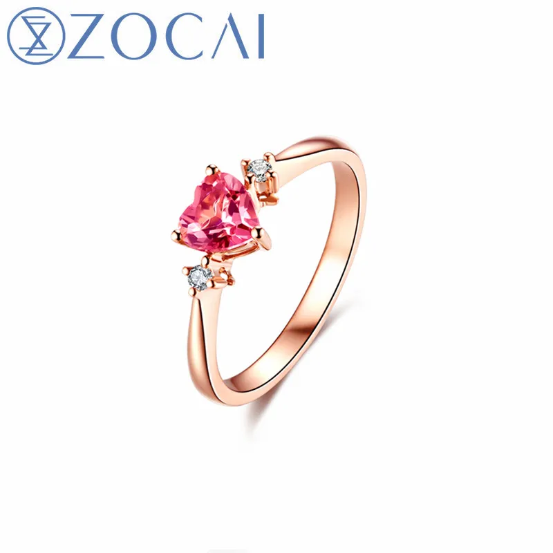 ZOCAI Новые Обручальные кольца рубиновое 0.5ct/Rubellite 0.4ct кольцо 18k розовое золото Подарочное кольцо W03250