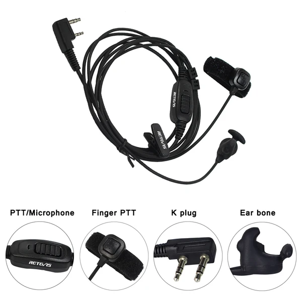 5 шт. 2 Pin Динамик Finger PTT для Kenwood Retevis H777 RT3 RT5 RT8 RT81 Baofeng UV-5R Walkie Talkie C9047A