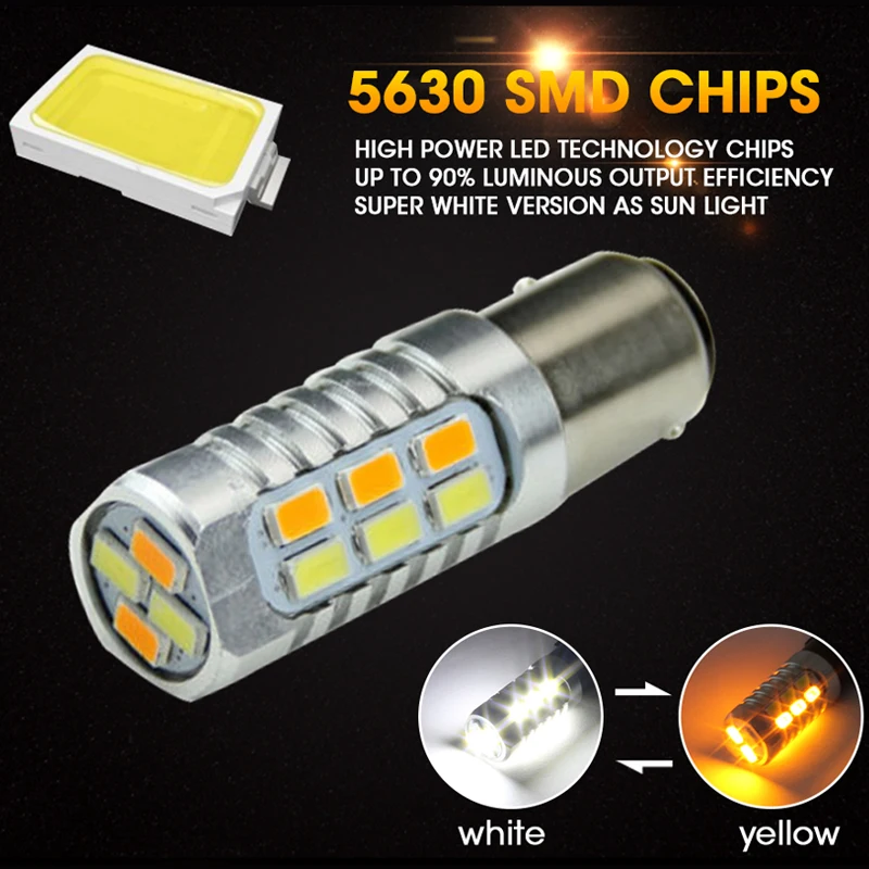 ROADOT 1157 22SMD 50W 5630 Yellow White LED Dual Color Switchback Turn Signal Light Bulbs Auto Vehicle Car Bulbs Lamp