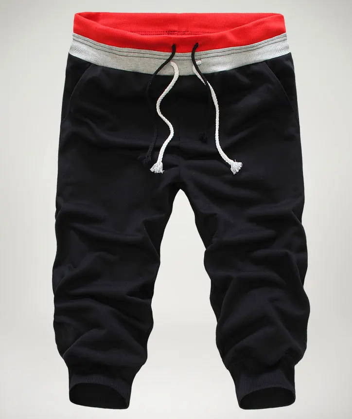 Горные летние мужские укороченные штаны для отдыха до середины икры, мужские мешковатые джоггеры с завязками, уличная одежда, тонкие 3XL JA366 - Цвет: Black