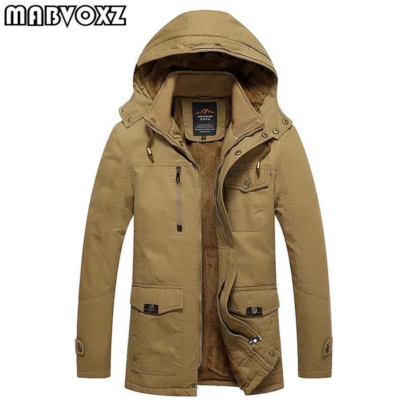 

Winter Jackets Mens 100% Cotton Slim Fit Snow Parkas Warm Thick New fashion 2018 Men Coats Military Jacket