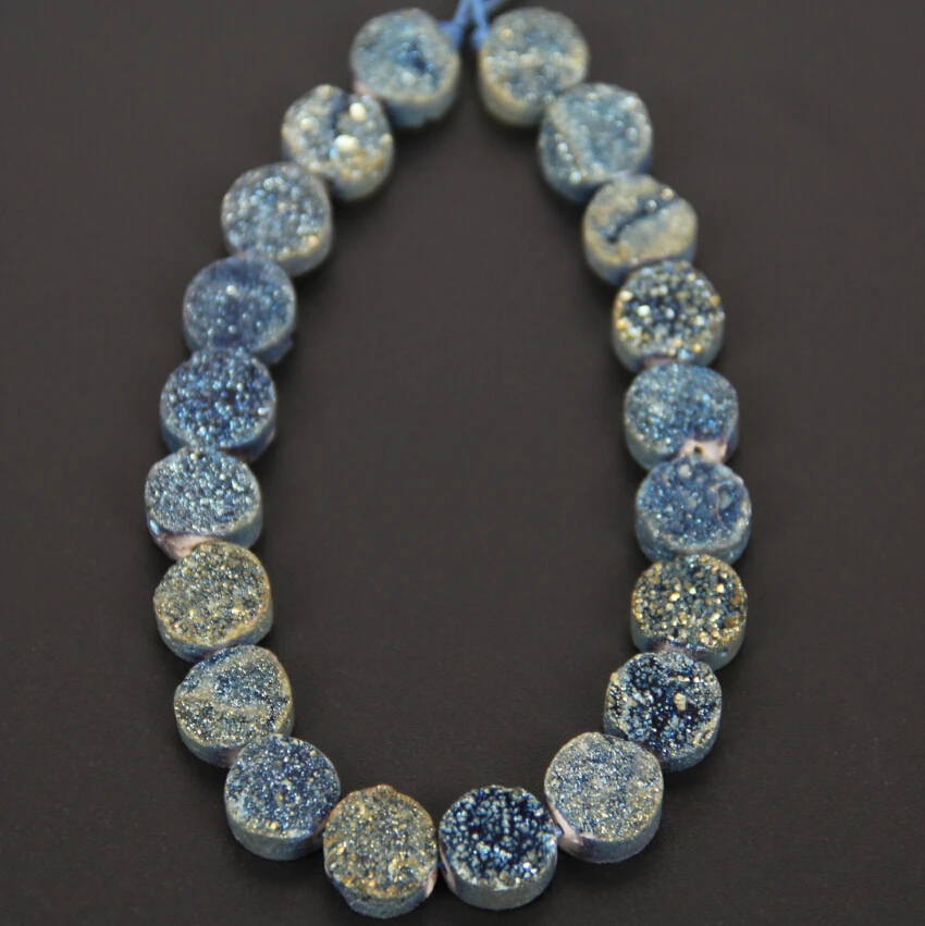 10mm Raw Druzy Stone Drilled Round Shape Beads Pendants strand,Natural
