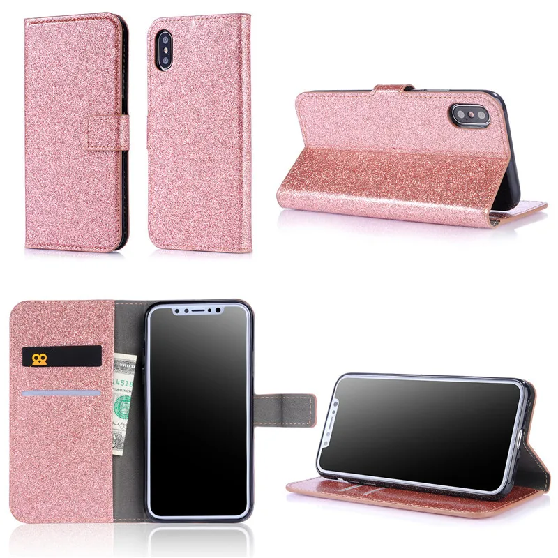 

Luxury Glitter Leather Magnetic Flip Case For iPhone X XS Max XR Cases Book Wallet Card Cover For iphone 7 8 6 6s Plus 5 5S SE