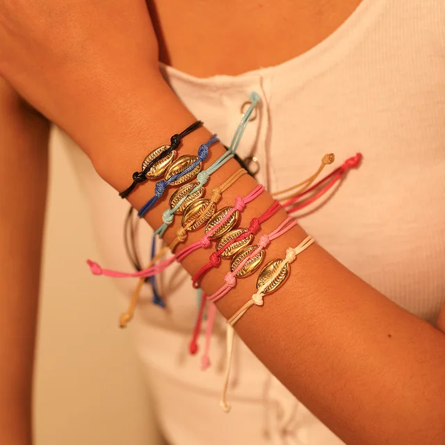 

1pc Cowrie shell Bracelet femme Adjustable boho Macrame friendship Real Seashell Bracelet Mothers Day Jewelry Gift 8451-8458