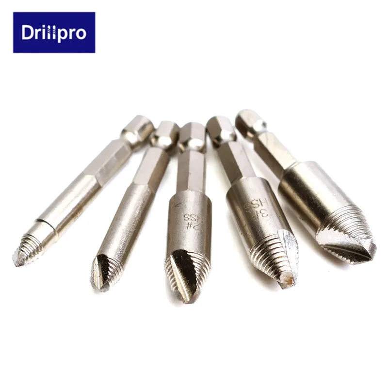 Drillpro 5 шт. шнековый экстрактор Сверла Набор инструментов 1/" шестигранный хвостовик с чехлом легко принять инструменты для деревообработки