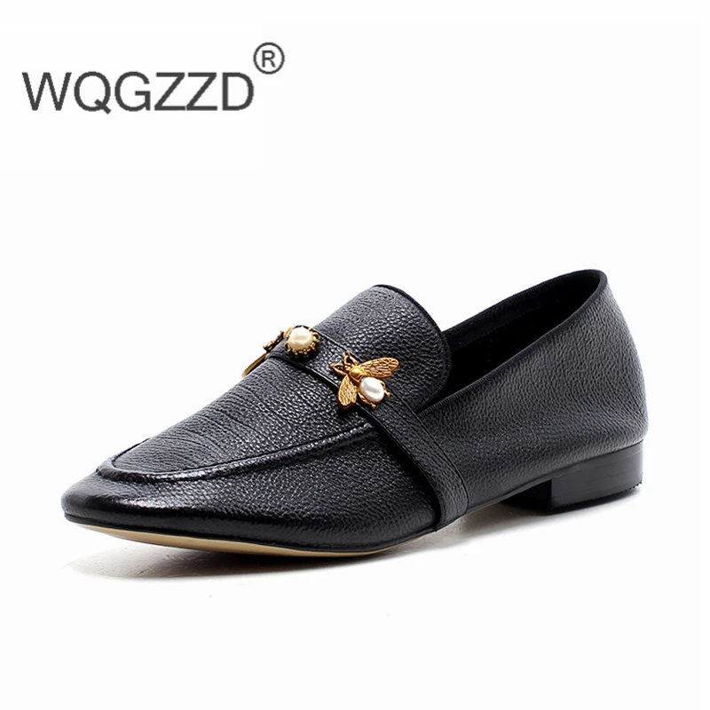 Lujo 2019 Genuino Chaussures De Planos Mujeres Marca La Black apricot Las Femme Cuero Suave Señoras Mujer Mocasines Zapatos Cómodo wptfqpxSr