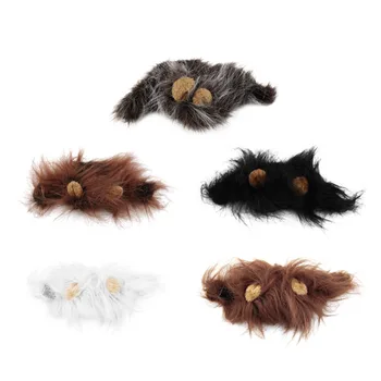 

2018 Hot Sale Pet Cat Dog Dress Up Costume Wig Emulation Lion Hair Mane Ears Head Cap Autumn Winter Muffler Scarf Pet Products