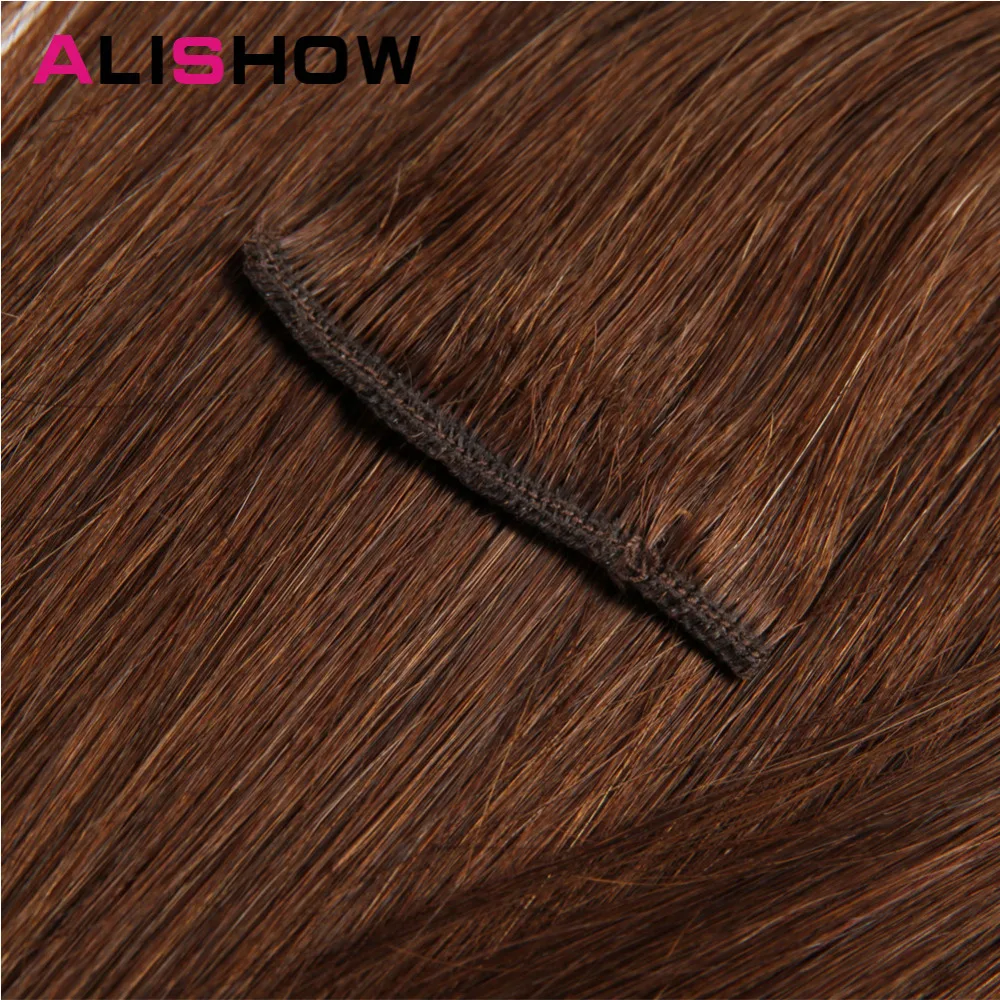 Alishow Clip In Human Hair Extensions Straight Full Head Set 7pcs 100g Machine Made Remy Hair Clip Ins 100% Human Hair Extension