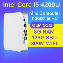 Безвентиляторный Компьютер I5 4200U 1.6 ГГц, HDMI VGA Тонкий ClientDesktop Компьютер Win 7/8/10 Система DDR3L 8 Г ОЗУ 256 Г SSD Mini PC tablet