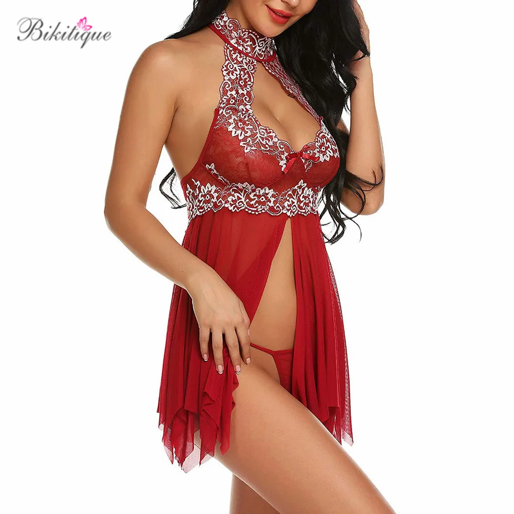 

Bikitique Women sexy lingerie Lace Backless Mesh Babydoll Erotic Lingerie Sexy underwear Women sexy lingerie porno Sleepwear
