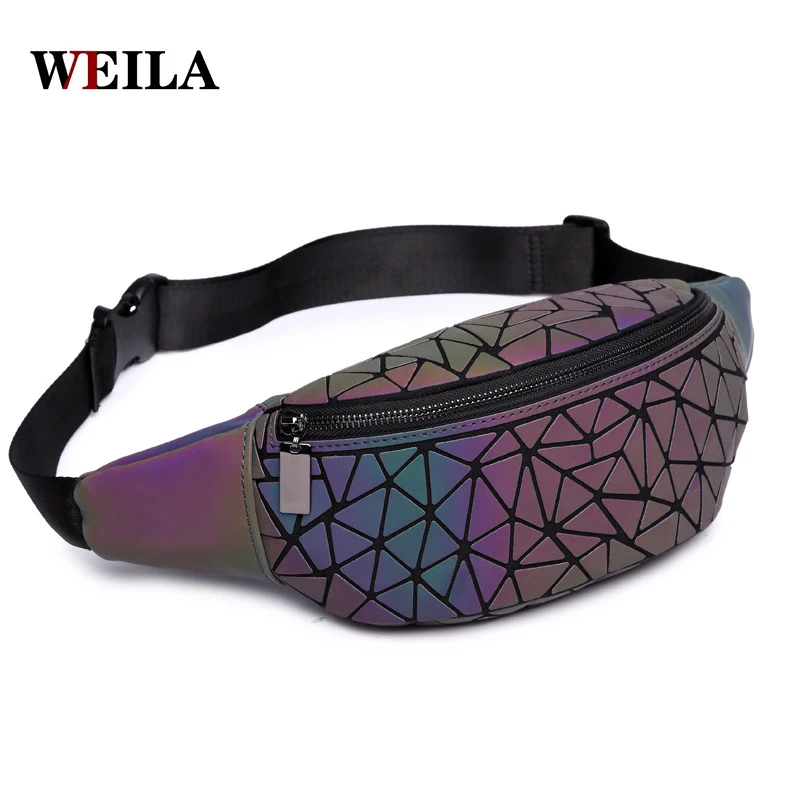 

Fashion Luminous Waist Bags Women Waist Fanny Packs Belt Bag Luxury Brand Chest Handbag Geometry Waist Packs Mobile Phone Bag