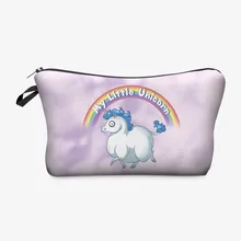little unicorn pink 3D Print cosmetic bag organizer toiletry bag 2016 Fashion pencil makeup bags pouch necessaire makyaj cantasi