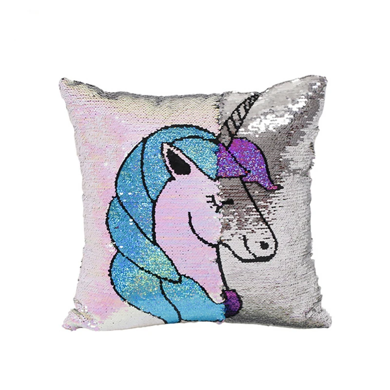 2019 Cushion Unicorn Sequin Cushion Cover 40X40cm Mermaid Sequin Cushion Cover Decorative Pillows Decorative Pillow Case