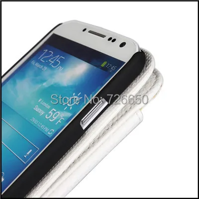Чистый белый личи кожаный бумажник чехол для Samsung Galaxy S4 i9500 с Крепление для телевизора Функция& отделения для карт+ Экран протектор