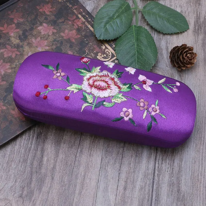 

Glasses Box Embroidered Flower Floral Vintage Art Hard Case Optical Glasses Reading Eyewear Sunglasses Storage Protective Suppli