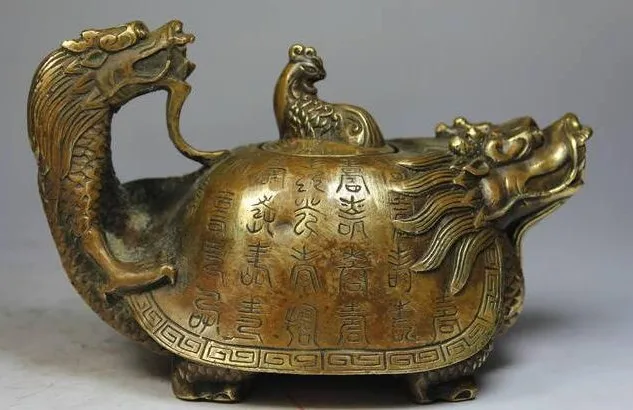 

0078 CHINESE COPPER HANDWORK DRAGON TEA POT