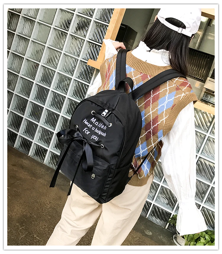 Mori girl Korea new lattice backpack fashion campus canvas backpack casual student bag girls