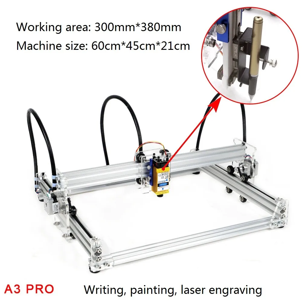 A3 Pro мини лазерный станок для резки 5500wm/3500wm/5500 mw/7 w/15 w лазерный станок DIY лазерная головка гравированное дерево для резки PWM US Plug