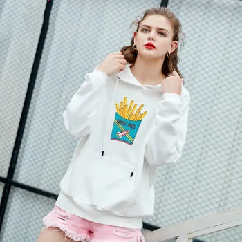 

2017 Kawaii Women Sweatshirt Cotton Loose Harajuku Hooded Female Casual Hoodies Sweatshirts BF Style White Moletons Femininos