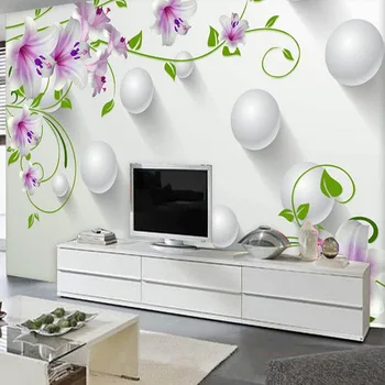 

3D Purple Lilies Flower Mural Photo Wallpapers Roll for Living Room Home Wall Decor Lily Floral Wallpaper Wall 3 d papel pared