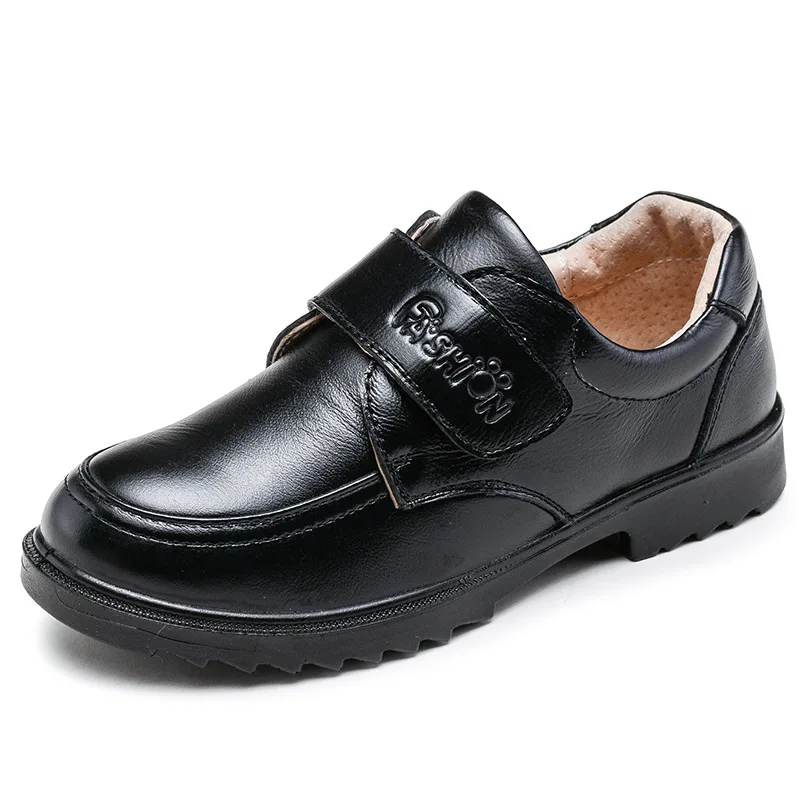 Новинка, натуральная кожа, высокое качество черная кожаная обувь для мальчиков; модная обувь для отдыха; обувь для детей, для девочек детские кожаные туфли