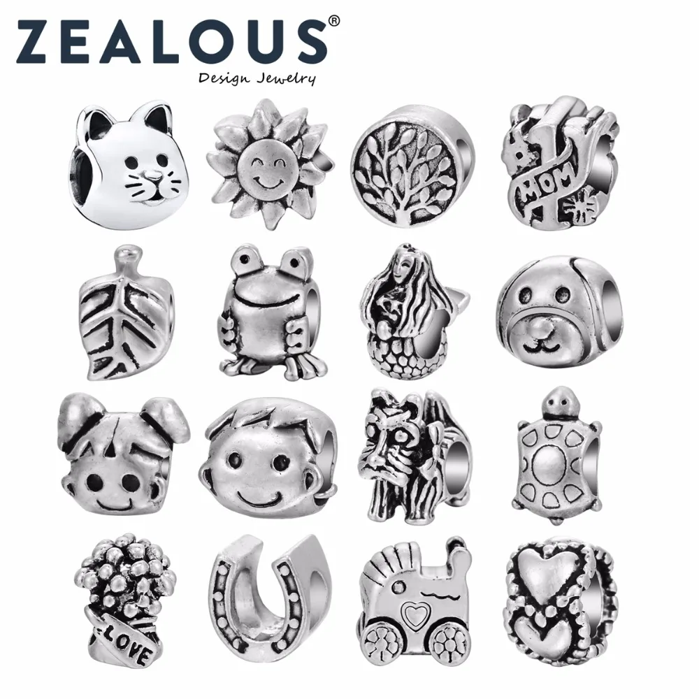 

DIY Silver Plated Cat Bead Charms Fashion Jewelry For New Year Gifts Free Shipping Pan Charm